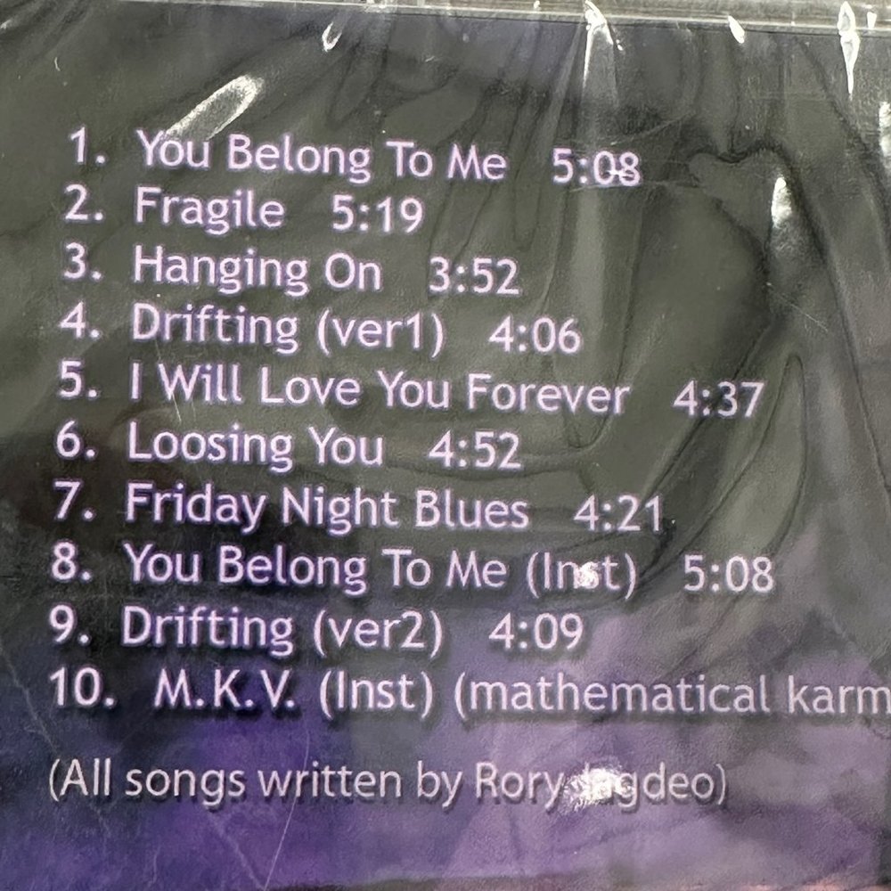 Hanging On By Rory Jagdeo CD New 2008‎ -You Belong To Me -Fragile- Hanging On - Picture 4 of 6